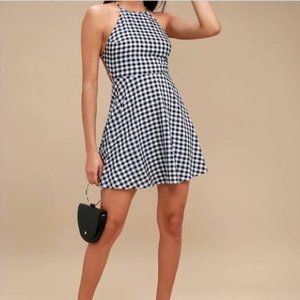 NWT: Lulu's Gingham Lace Skater Dress. Never Worn | Size: small